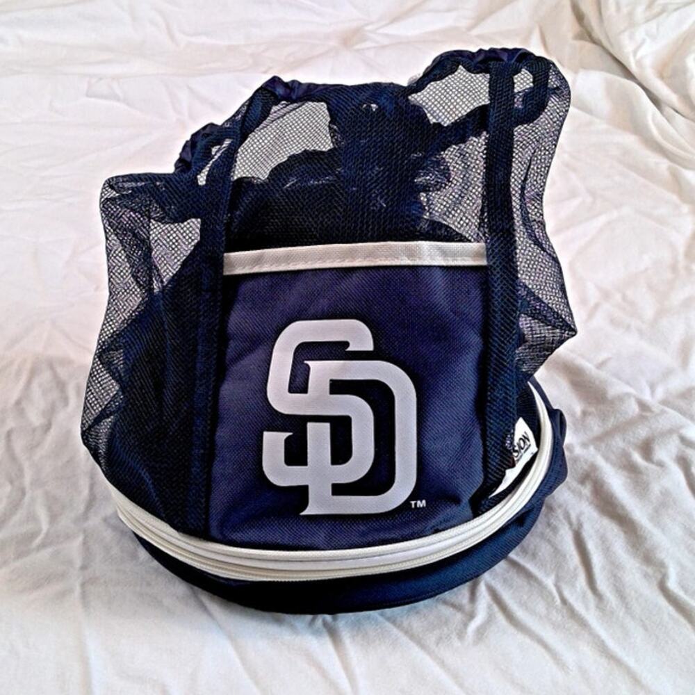 SGA San Diego Padres Beach Mesh Sack/Cooler Lunch Bag Navy Blue/White MLB